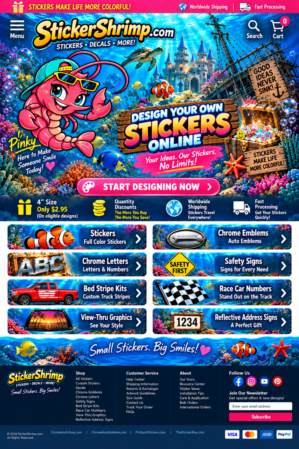 StickerShrimp Pinky underwater design