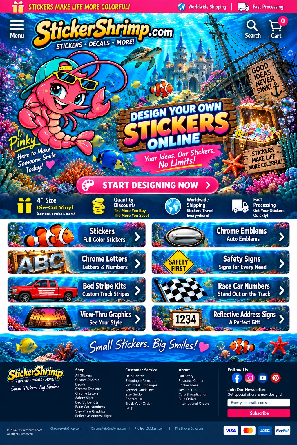 StickerShrimp Pinky underwater design